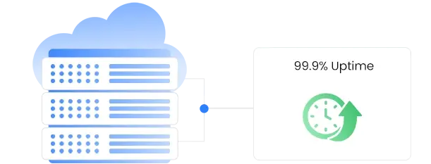 Guaranteed 99.99% server uptime icon | HiQloud