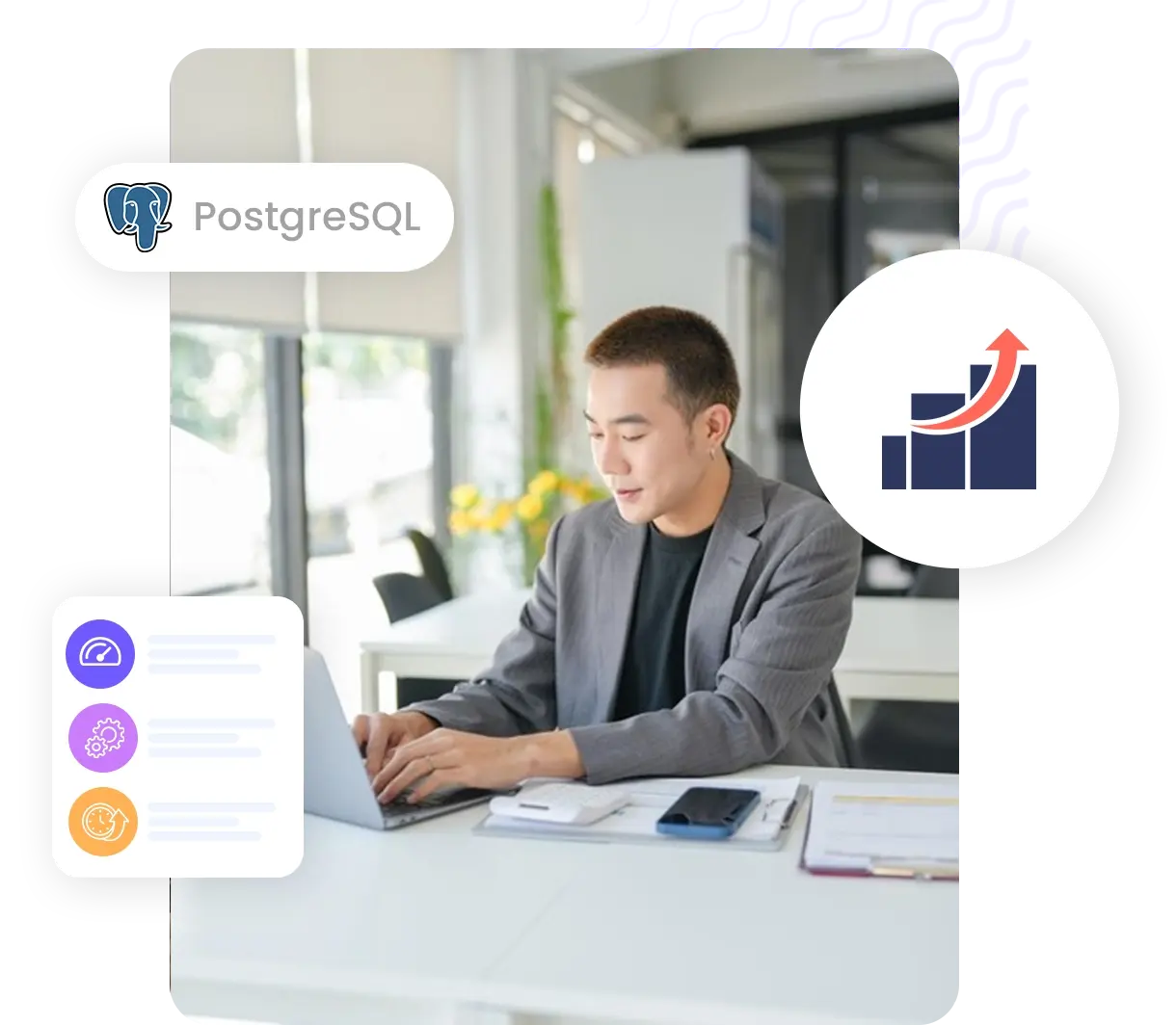 Managed PostgreSQL hosting growth and scalability illustration | HiQloud